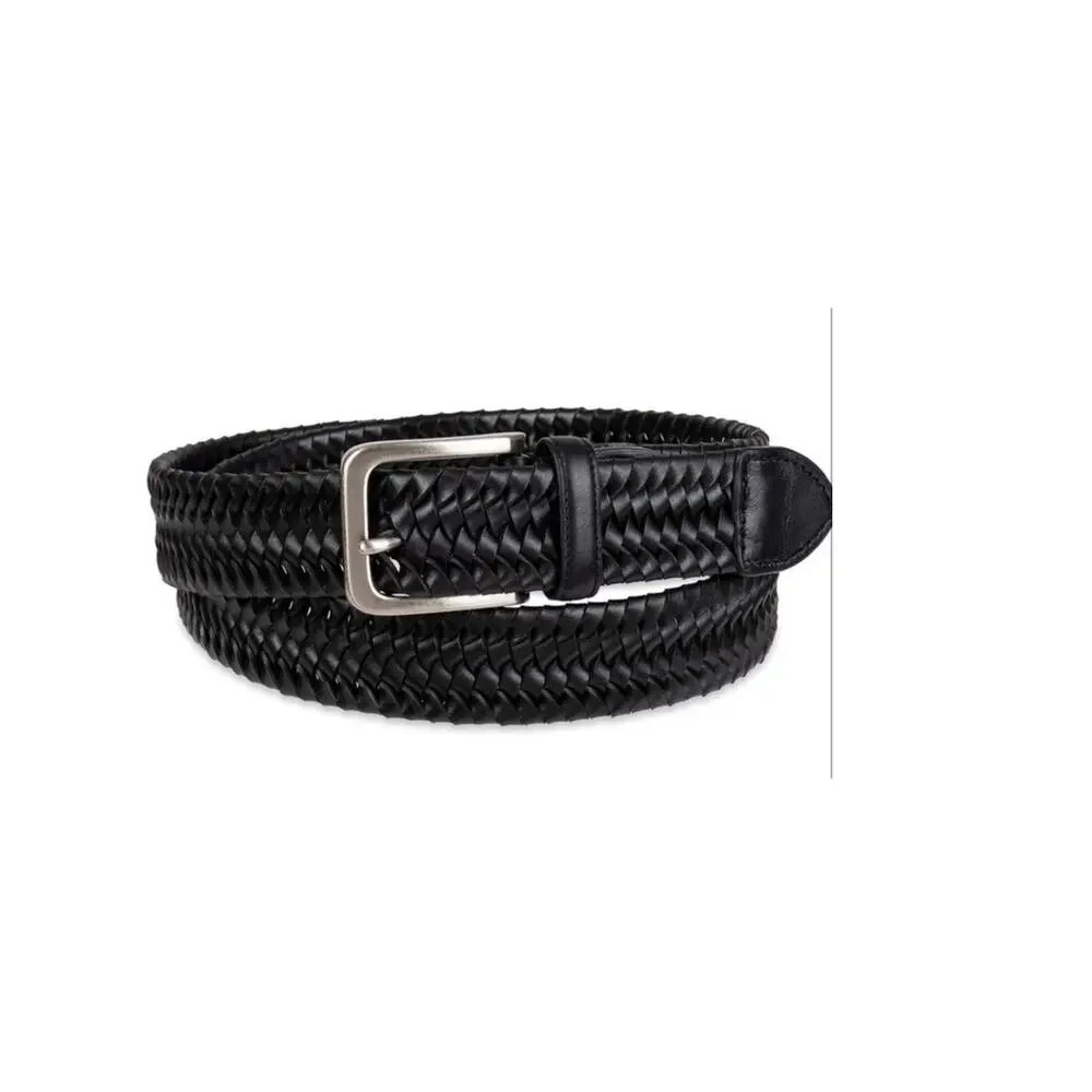 Tommy Bahama Men's Black Leather Brail Belt Stretch 34